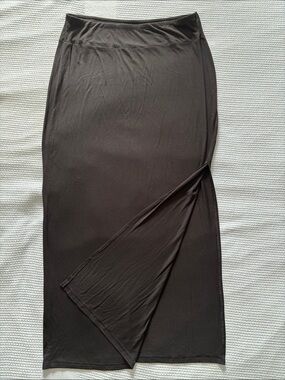 No Boundaries Black Midi Skirt with Side Slit